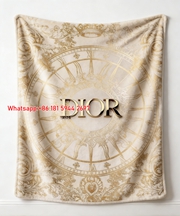 Gold Baroque Dior Flannel Sofa Throw Blanket D010